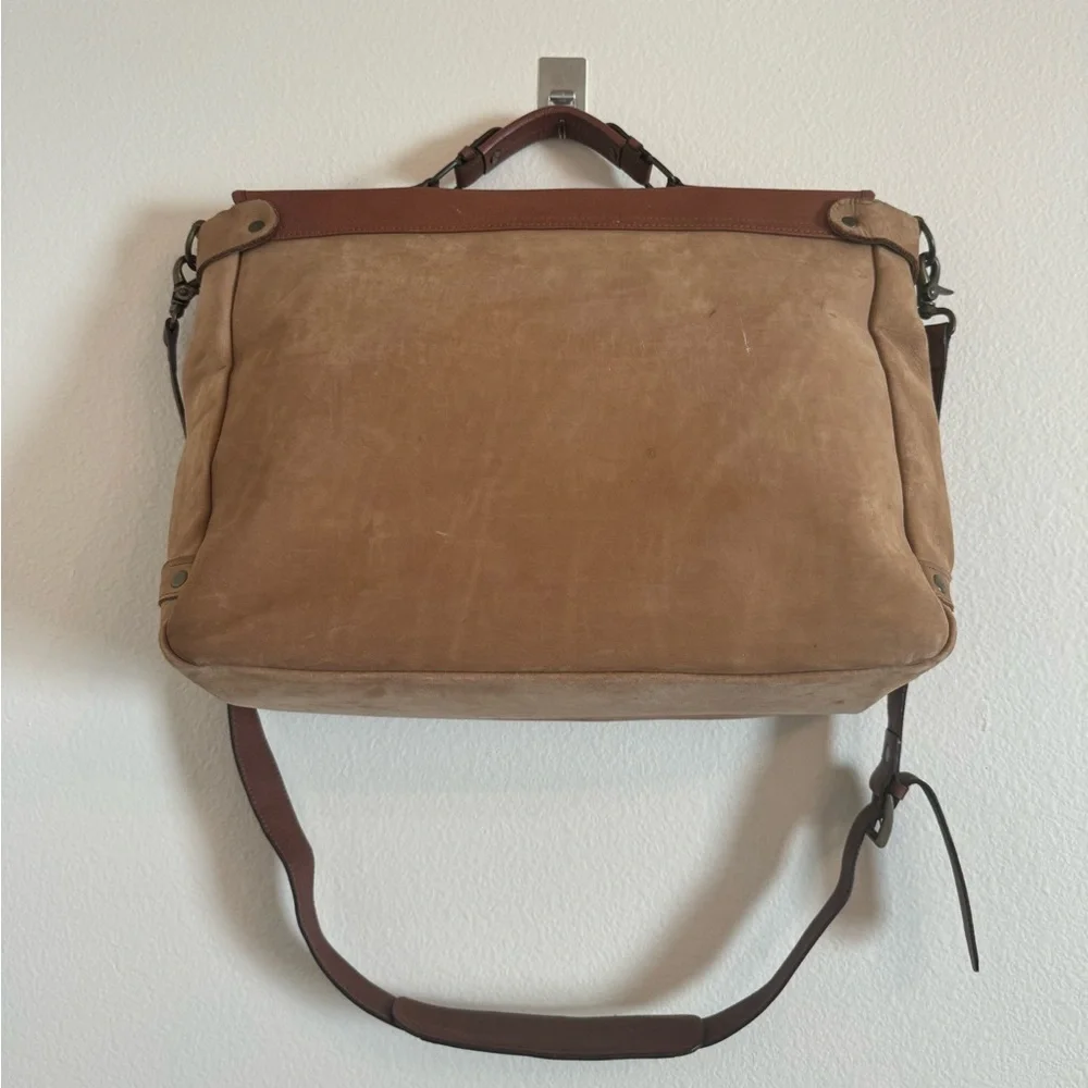 Unisex Crossbody Bag Leather Laptop Messenger Bag Briefcase Buckles